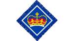 The Queen's Award for Guiding and Scouting badge. A blue diamond with a crown in the centre. 