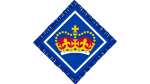 The Queen's Award for Guiding and Scouting badge. A blue diamond with a crown in the centre. 